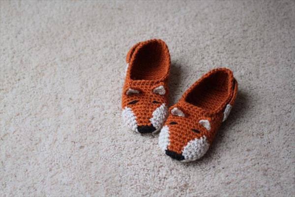 hand crocheted fox shoes pattern