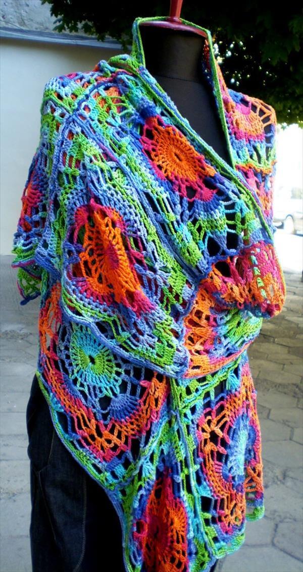 colorful crochet scarf pattern