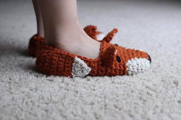 diy crochet fox style shoes pattern