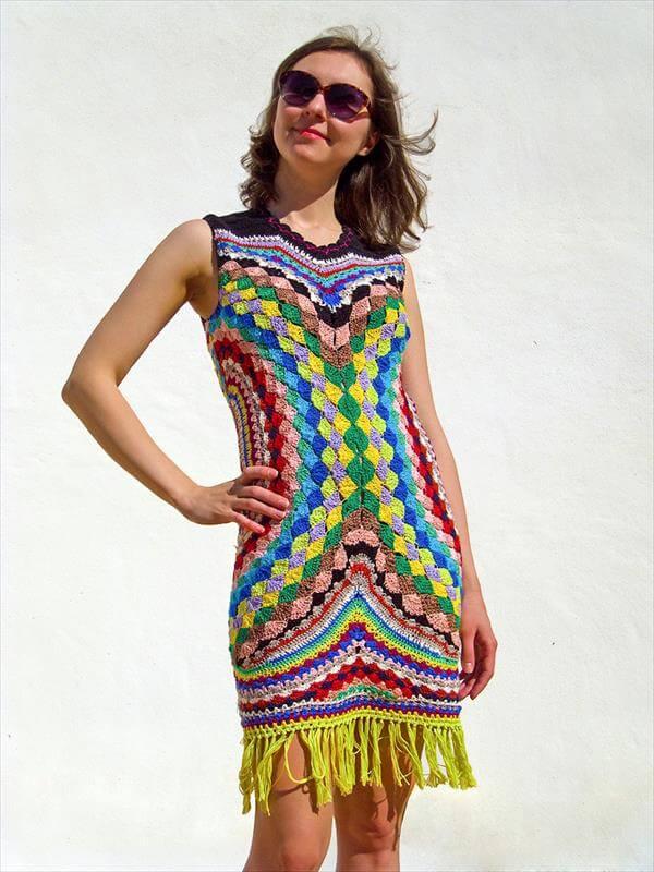 sleeveless crochet fashion dress