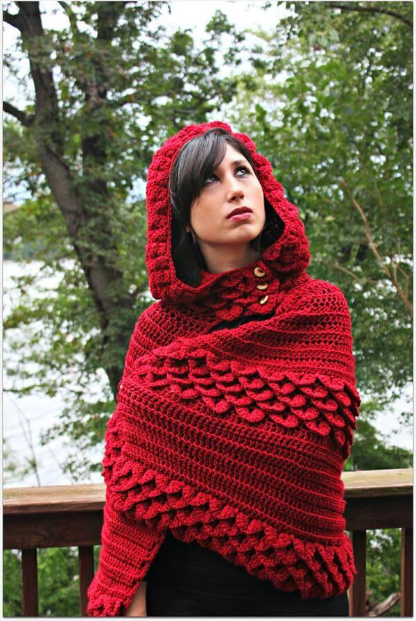 free crochet hooded cape