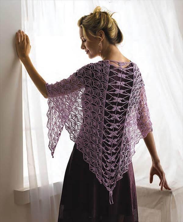 modern dragonfly crochet shawl