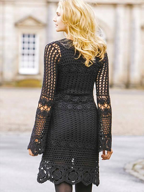 diy crochet black fashion dress
