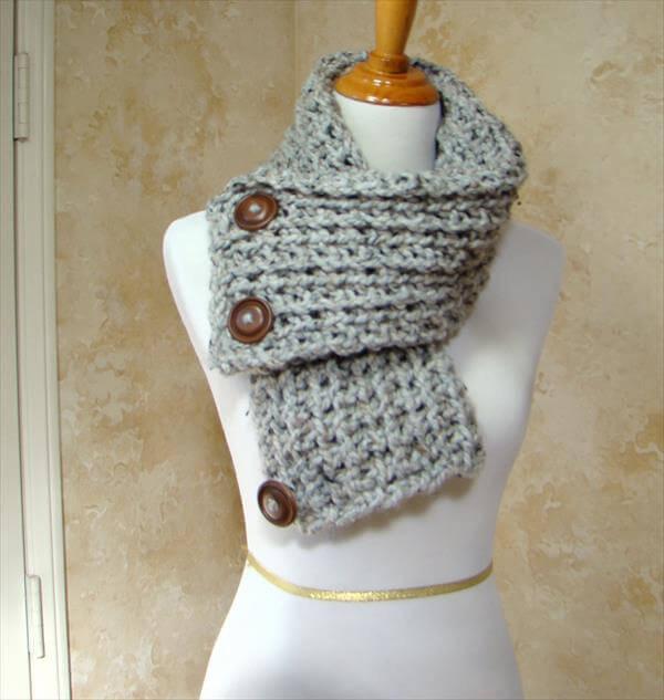 diy 3 button crochet scarf pattern