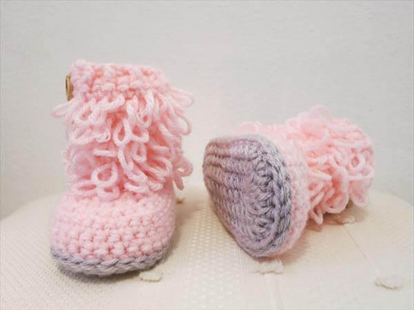 hand crocheted kids booties pattern
