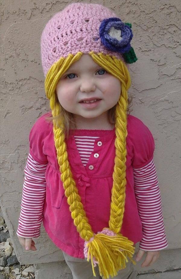 diy rapunzel character crochet hat