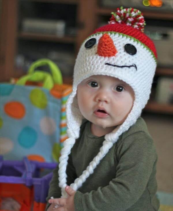 cute snowman crochet baby hat pattern
