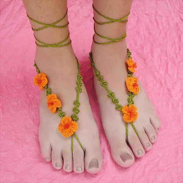 free crochet barefoot sandal pattern