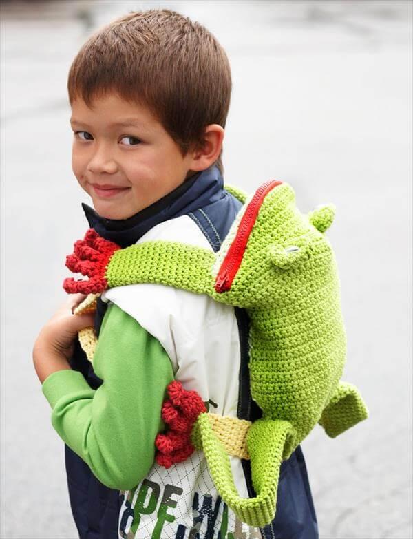 funky crochet frog backpack