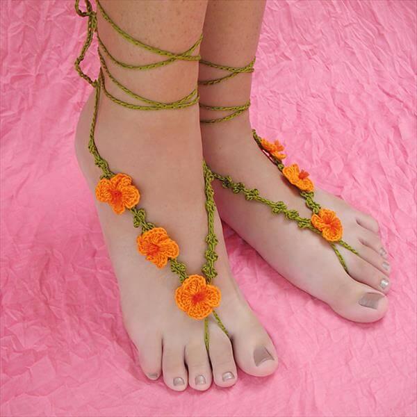 diy crochet poppy barefoot sandals