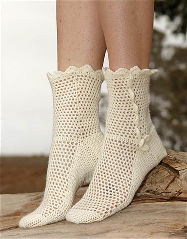 free crochet socks in fabel pattern