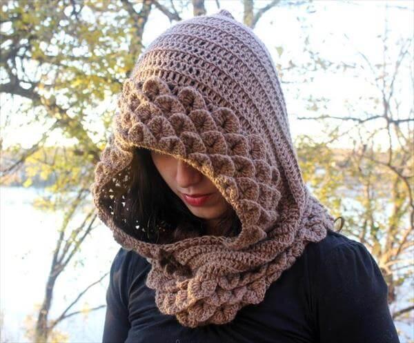 easy women crochet hood pattern