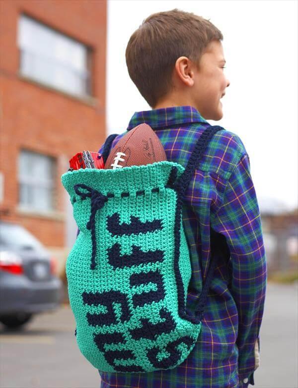 easy crochet drawstring backpack