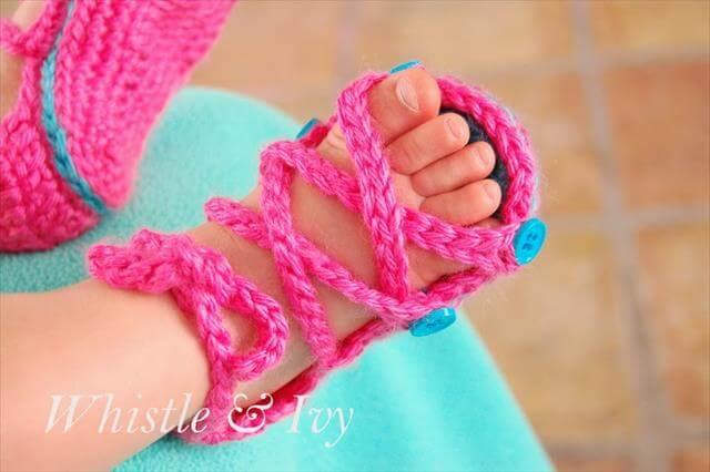 Baby Button Gladiator Sandal Crochet Pattern Free