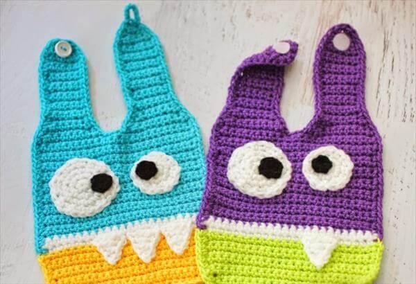 free crochet baby monsters bib patterns