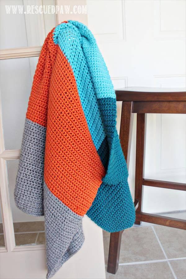 easy crochet color block baby blanket