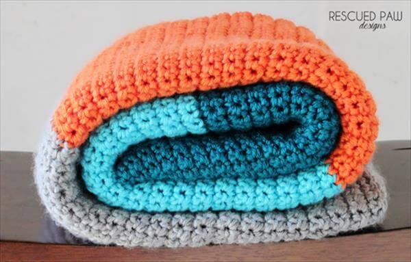 easy crochet striped baby blanket pattern