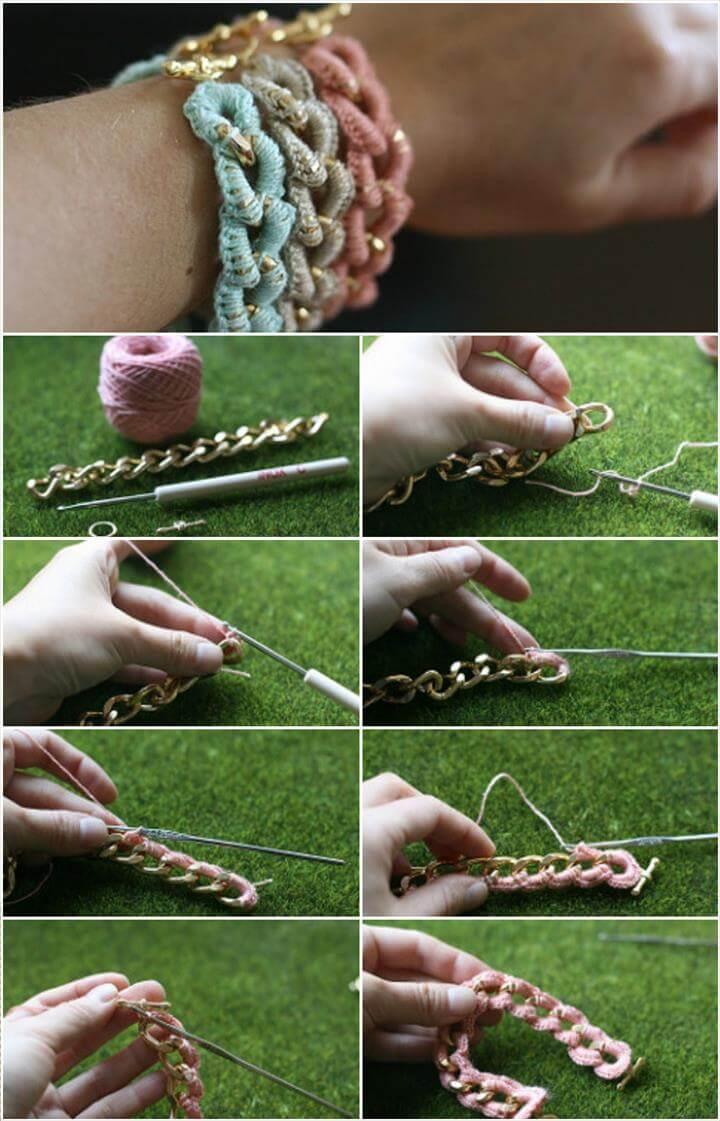how to crochet a chain bracelet
