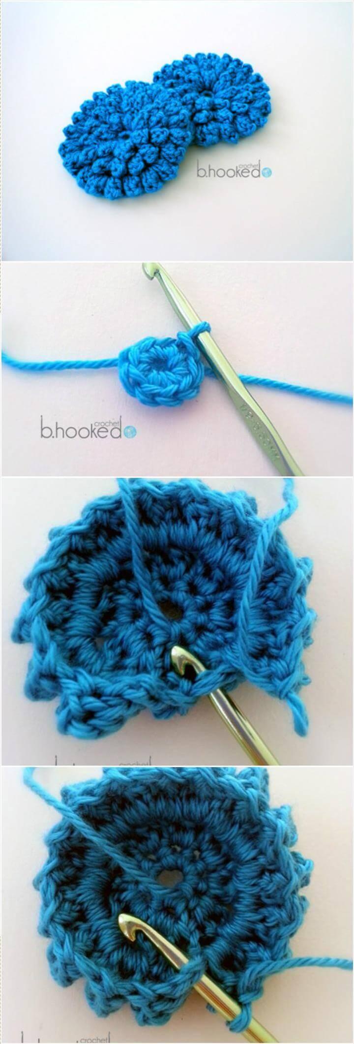 diy crochet popcorn stitch flower