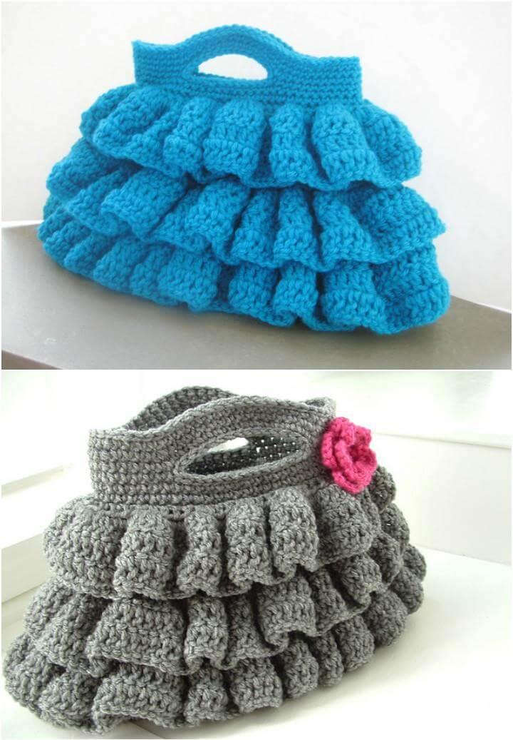 DIY crochet ruffled bag pattern
