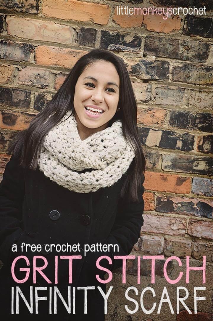 easy crochet grit stitch infinity scarf