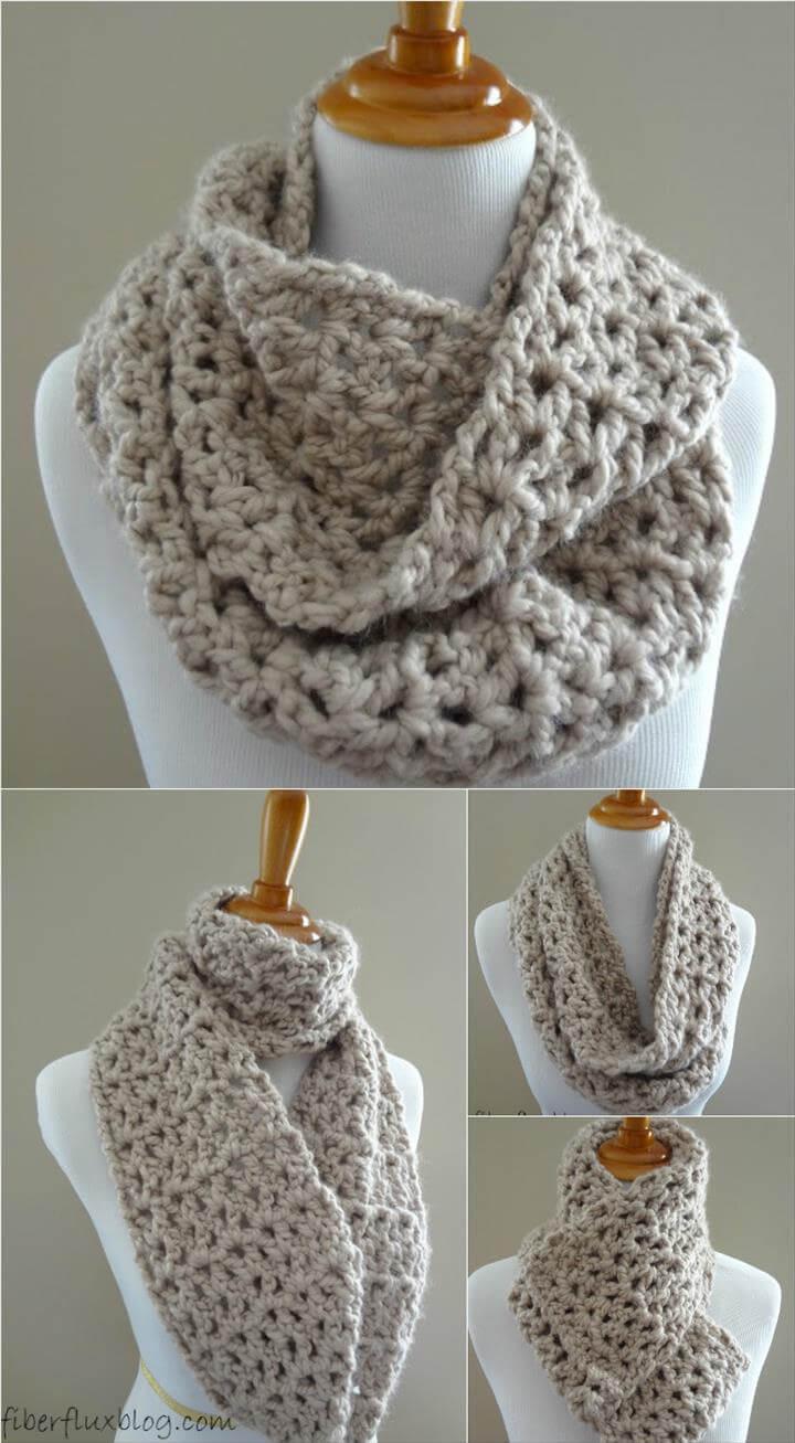 easy crochet pavement infinity scarf pattern