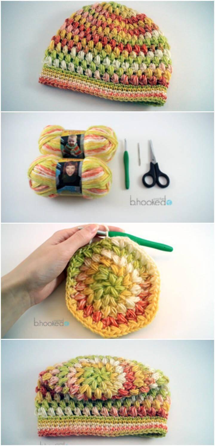 crochet puff stitch hat pattern