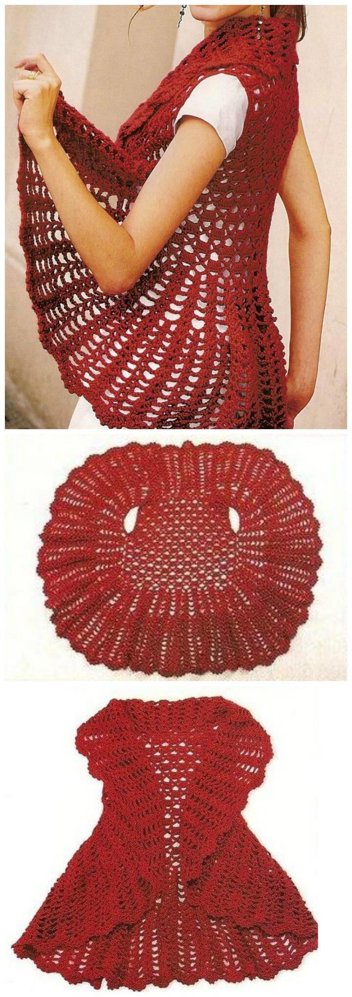 12 Free Crochet Patterns for Circular Vest Jacket 101 Crochet Patterns