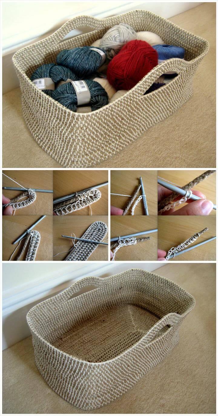 crochet rope basket free pattern