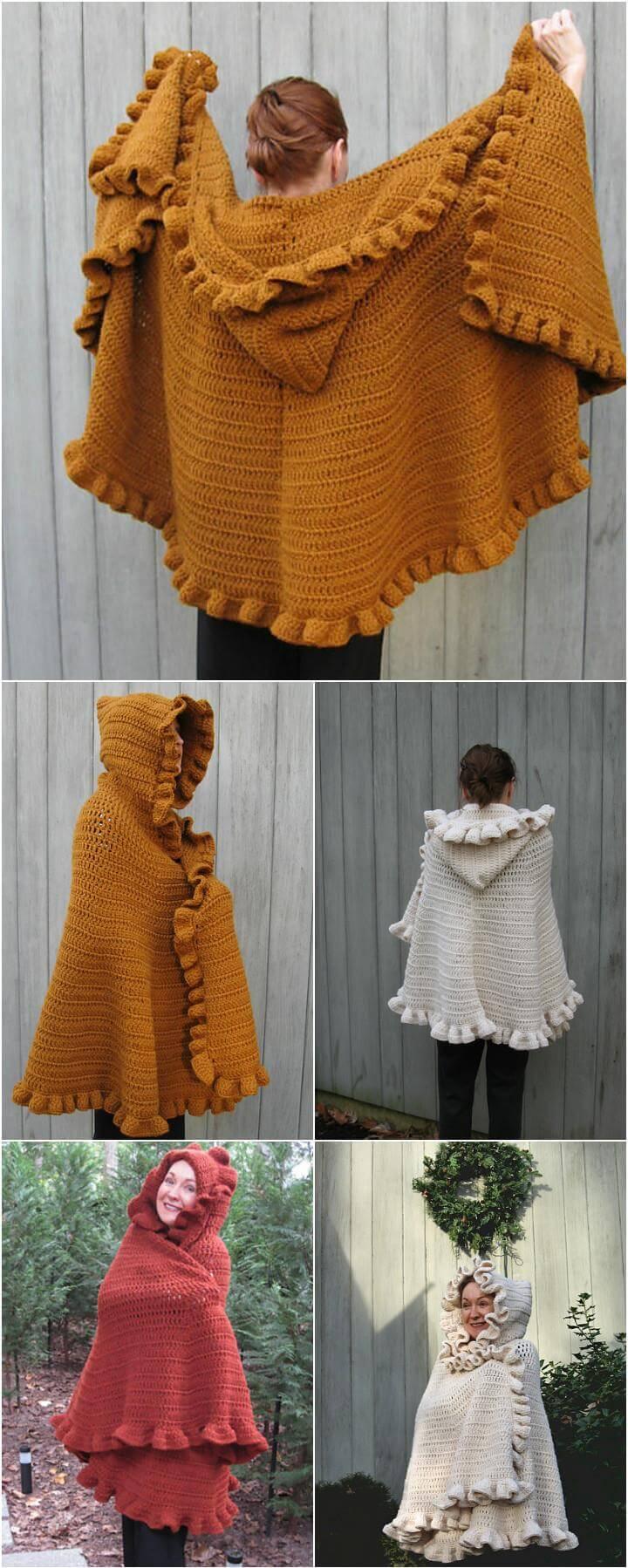 easy crochet ruffled shawl free pattern
