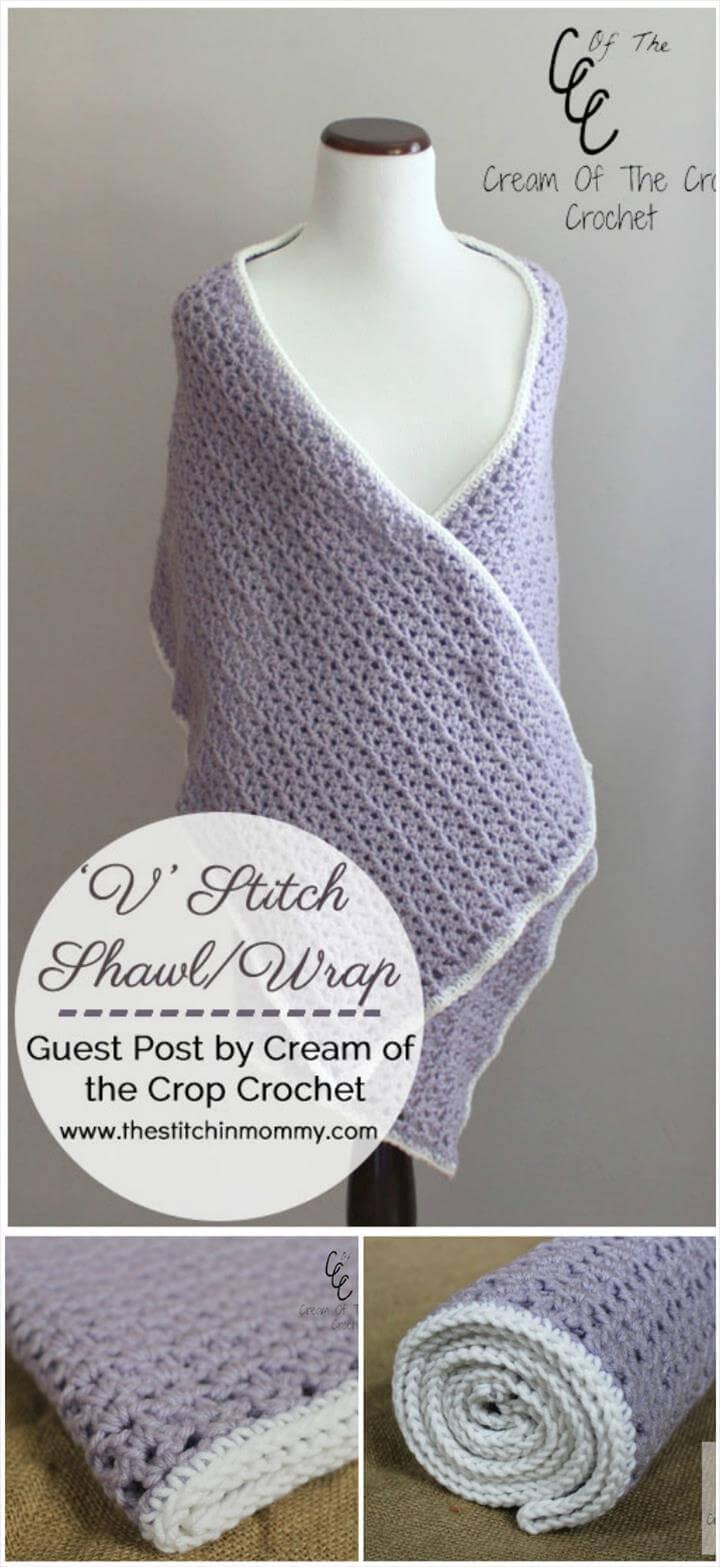 crochet v stitch shawl