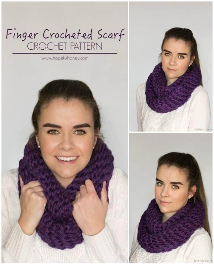 free finger crocheted scarf pattern
