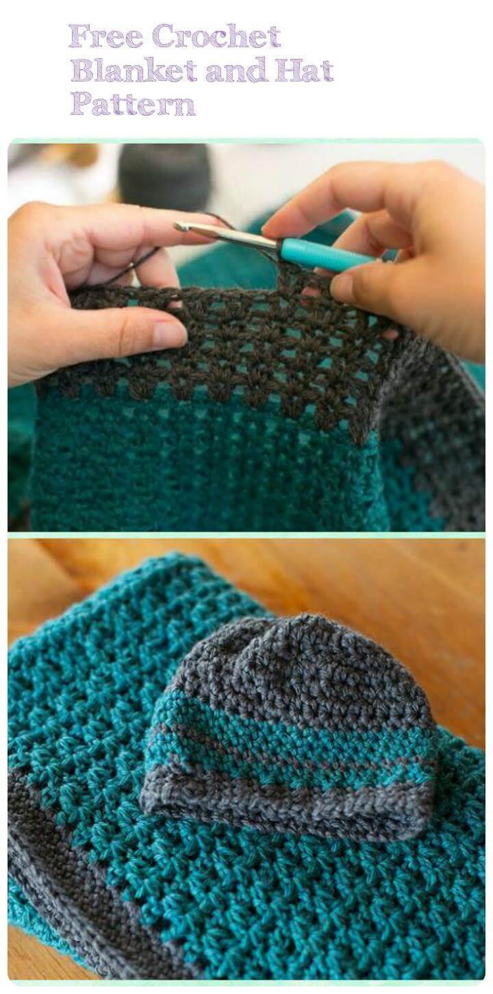 crochet blanket and hat set