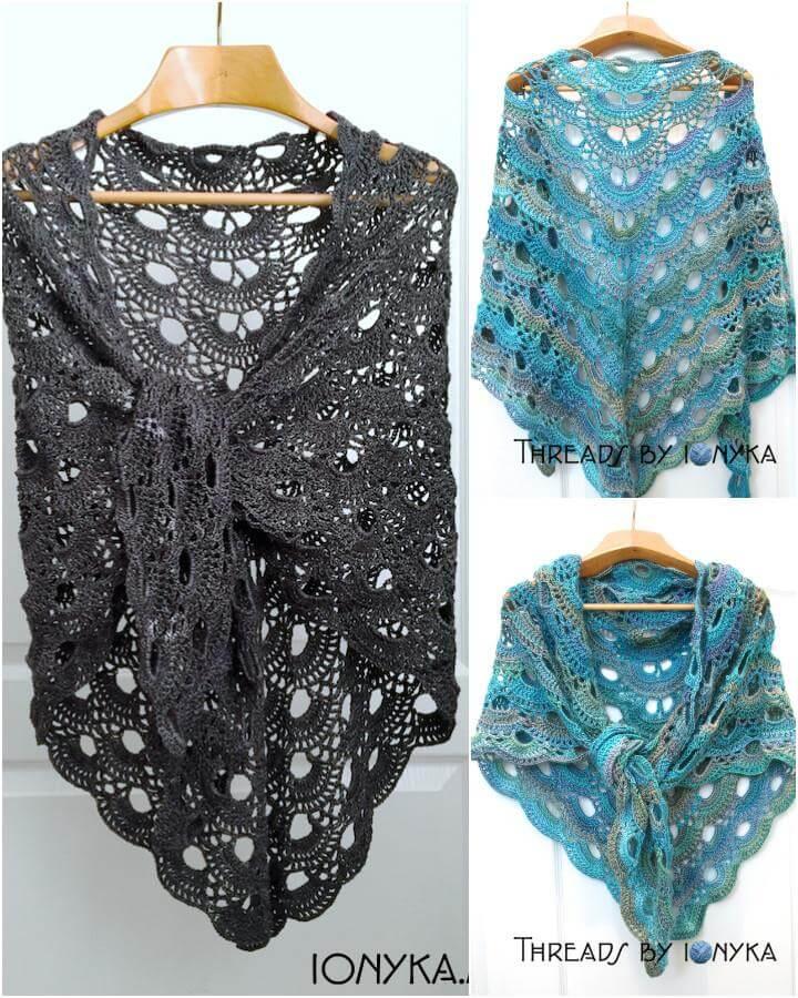 free crochet german scalloped shawl pattern