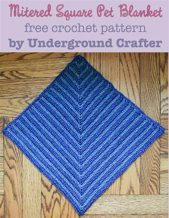 mitered square crochet free pet blanket pattern