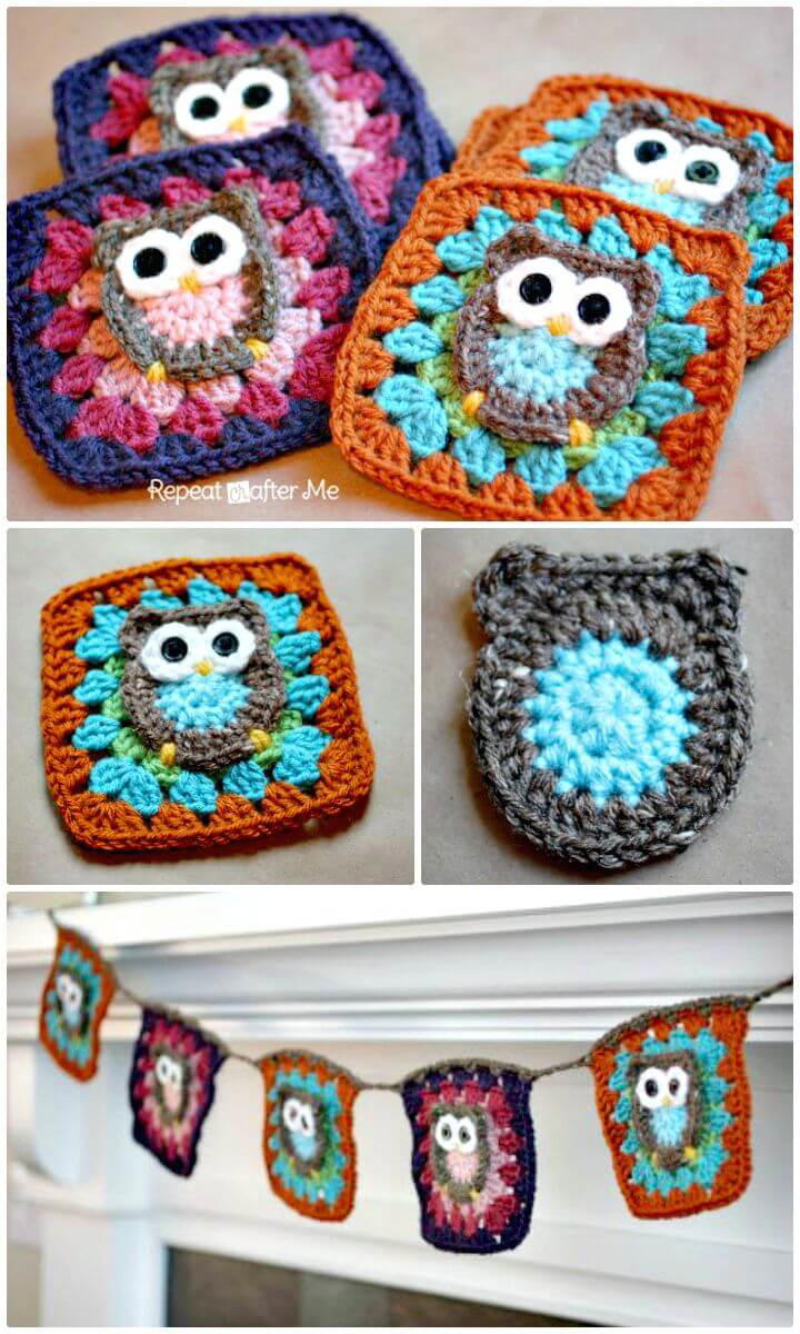 Easy How to Free Crochet Owl Granny Square Pattern