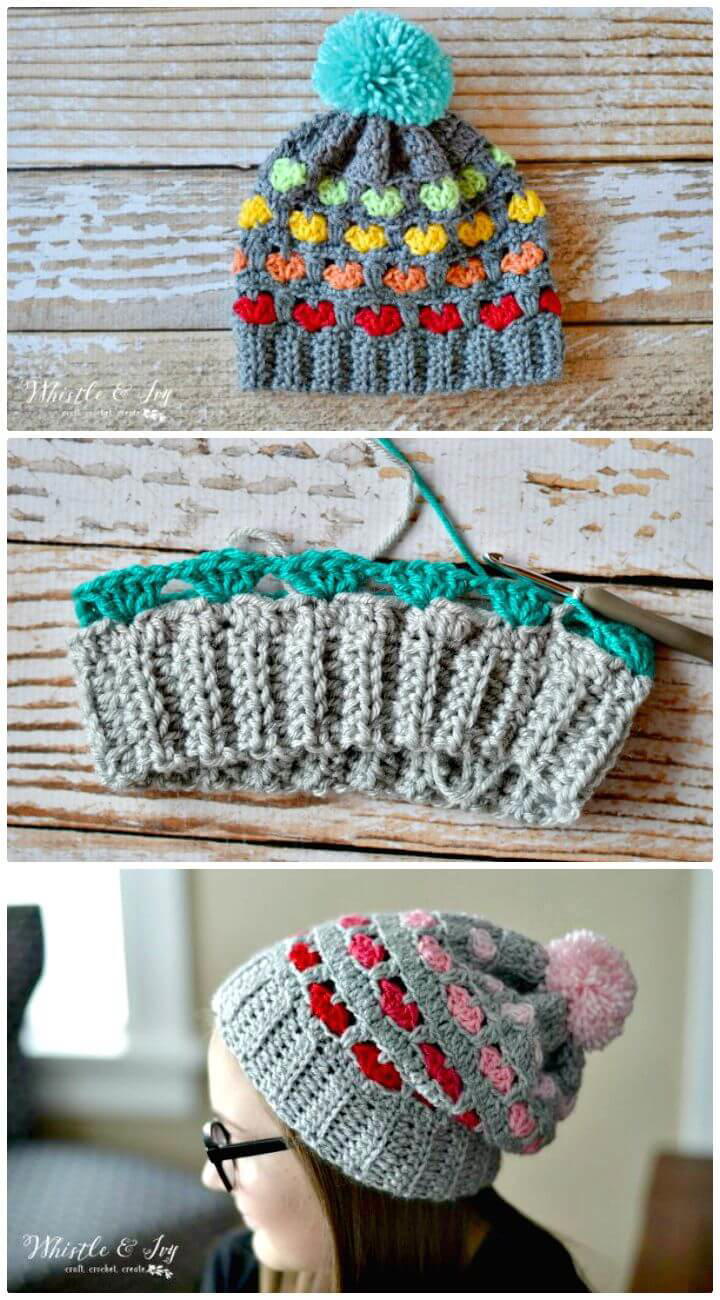 Easy How To Free Crochet Puppy Love Heart Slouchy Pattern