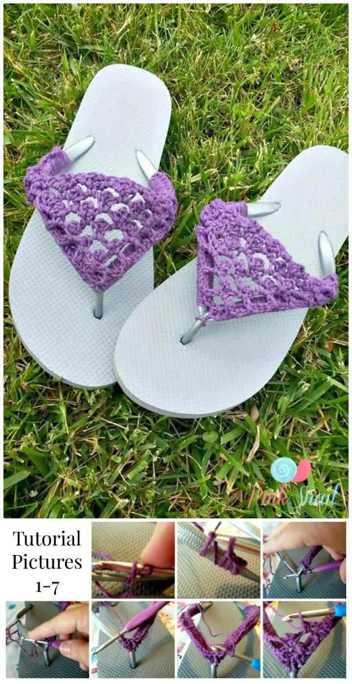 Easiest Free Crochet Peekaboo Picot Flip Flops Pattern