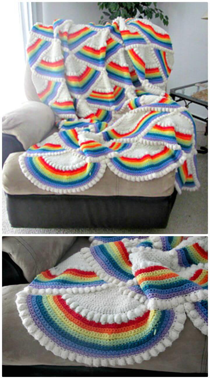 Easy Crochet Rainbow Afghan - Free Pattern