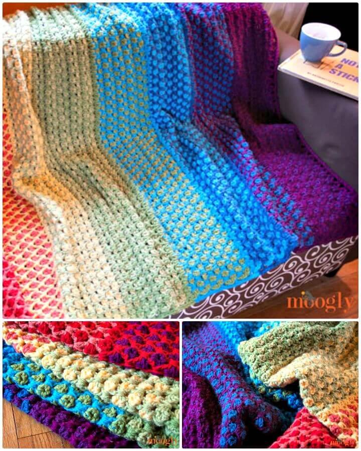 Free Crochet Rainbow Moroccan Tile Afghan Pattern