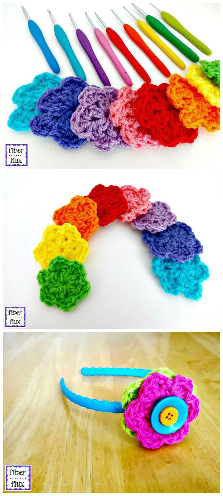 Simple and Easy Free Crochet Rainbow Blooms Pattern