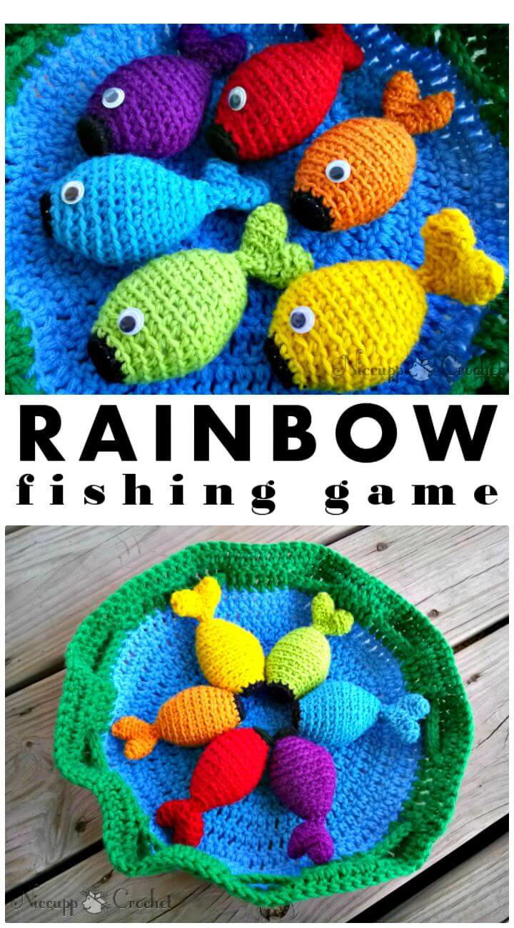 Stylish and Easy Free Crochet Rainbow Fishing Game Pattern