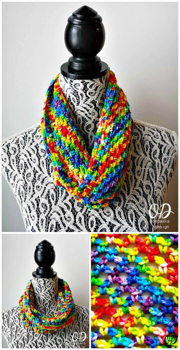 Easiest Crochet Chasing Rainbows Cowl - Free Pattern