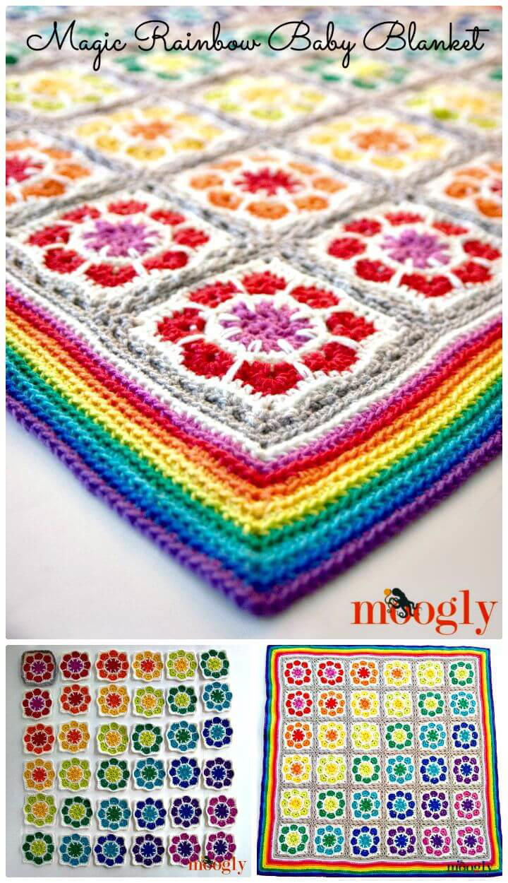 Easiest Free Crochet Magic Rainbow Baby Blanket - Free Pattern