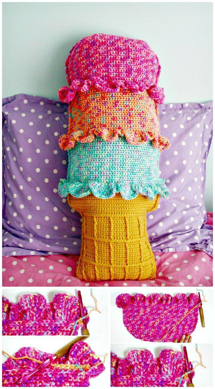 Easy How to Crochet Rainbow Sherbet Throw Pillow - Free Pattern